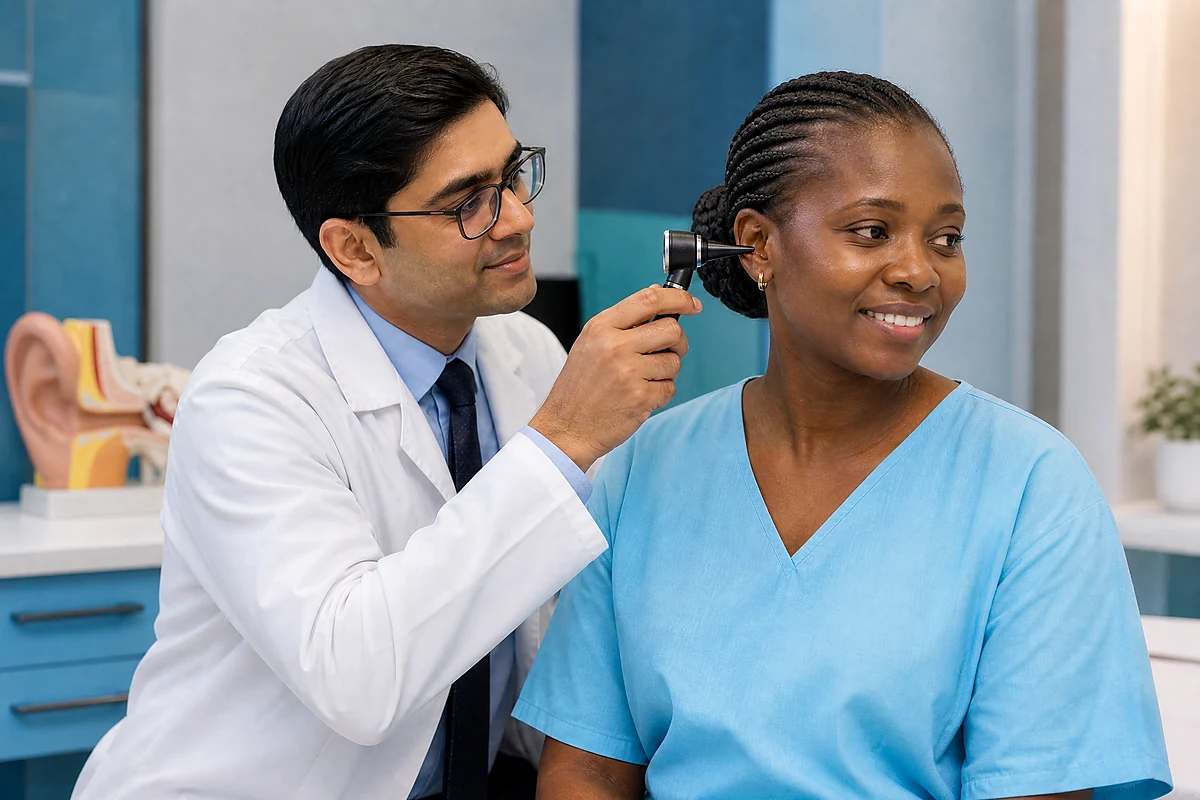 ENT — Indian doctor with African patient